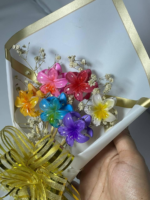 Cleature Baque Rainbow Paper Flower Bouquet, Handcrafted Artificial Flowers with Gold Ribbon, White Presentation Wrap, 35 cm - Image 4