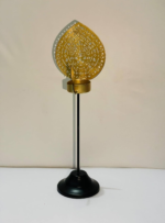 Decorative Metal Tea Light Candle Holder with Cutwork Pattern, Golden with Black Stand - Image 3