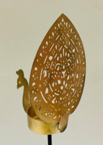 Decorative Metal Tea Light Candle Holder with Cutwork Pattern, Golden with Black Stand - Image 4