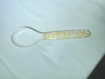 Plastic Soup Spoon with Gold Floral Pattern, White, Deep Bowl Design - Image 4
