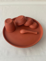 Traditional Handcrafted Terracotta Dining Set, Natural Clay Thali Plate with 3 Bowls, Tumbler and Spoon, Traditional Indian Dinnerware - Image 3