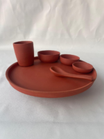 Traditional Handcrafted Terracotta Dining Set, Natural Clay Thali Plate with 3 Bowls, Tumbler and Spoon, Traditional Indian Dinnerware - Image 5