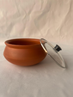 Traditional Terracotta Clay Cooking Pot with Glass Lid, Natural Earthenware Cookware for Curries, Rice, Dal, Handcrafted by Artisans - Image 3