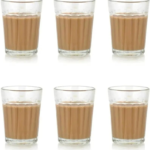 Classic Cutting Chai Glass Set, Transparent Heat-Resistant Glass, Traditional Indian Style Tea Cups, 6 Pieces