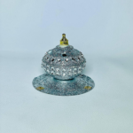 Luxury Glitter Incense Holder with Crystal Accents, Decorative Agarbatti Stand with Diamond-Cut Stones