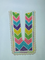 Handcrafted Beaded Neck Patch, Chevron Pattern with Pink Blue Purple Green Yellow Beads, Crochet Lace Border, Indian Traditional Clothing Embellishment - Image 7