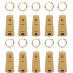 LED Wine Bottle Cork Lights, Warm White String Lights, 20 LEDs, Pack of 10, Battery Operated Fairy Lights for Wedding, Party, Home Decor