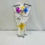 Clutcher Bouquet with Mixed Color clutcher, White Paper Wrap, Gold Ribbon, I Love You Message Border for Romantic Gifting