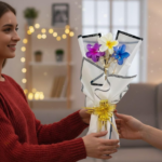 Clutcher Bouquet with Mixed Color clutcher, White Paper Wrap, Gold Ribbon, I Love You Message Border for Romantic Gifting - Image 5