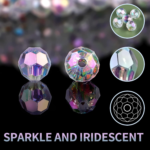 Crystal Beads Set, Iridescent AB Coated Transparent Acrylic Beads for Jewelry Making, DIY Crafts, Necklaces, Bracelets, Earrings, Rainbow Effect Decorative Crystals - Image 6