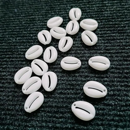 White Cowrie Shell Beads, Natural Pre-Drilled Seashells for DIY Jewelry Making, Beach Style Craft Supplies, Bohemian Tribal Accessories