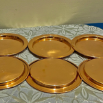 Traditional Handcrafted Round Brass Coaster Set, Golden Polished Finish, Decorative Table Protection, 6 Piece Set for Hot and Cold Beverages - Image 6