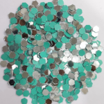 Decorative Hexagonal Shisha Mirrors, Teal and Silver Acrylic Mirror Pieces for Indian Embroidery, Textile Art, Home Decor, Craft Projects (5)