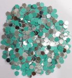 Decorative Hexagonal Shisha Mirrors, Teal and Silver Acrylic Mirror Pieces for Indian Embroidery, Textile Art, Home Decor, Craft Projects (5) - Image 2