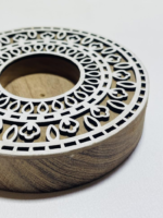 Handcrafted Wooden Tea Light Holder Set, Traditional Mandala Design, Natural Wood with Metallic Gold Finish, 2 Pieces, Indoor Decor - Image 5