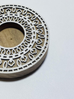 Handcrafted Wooden Tea Light Holder Set, Traditional Mandala Design, Natural Wood with Metallic Gold Finish, 2 Pieces, Indoor Decor - Image 6