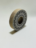 Handcrafted Wooden Tea Light Holder Set, Traditional Mandala Design, Natural Wood with Metallic Gold Finish, 2 Pieces, Indoor Decor - Image 2