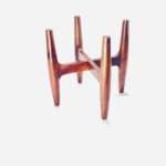 Wooden Plant Stand, Mid-Century Modern Four-Leg Design, Polished Finish