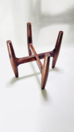 Wooden Plant Stand, Mid-Century Modern Four-Leg Design, Polished Finish - Image 4