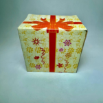 Decorative Gift Box with Red Ribbon and Floral Print, Cardboard, pack of 50 - Image 3