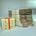 Decorative Gift Box with Red Ribbon and Floral Print, Cardboard, pack of 50 - Image 4