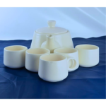 Ceramic Tea Set with Teapot and 6 Cups White, Traditional Design Brand: Generic - Image 2