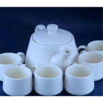 Ceramic Tea Set with Teapot and 6 Cups White, Traditional Design Brand: Generic - Image 3