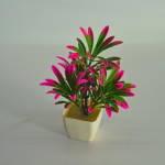 Artificial Plant with Pink-Tipped Leaves in White Plastic Pot,Decorative Faux Plant for Indoor Display, Modern Contemporary Style - Image 3