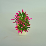 Artificial Plant with Pink-Tipped Leaves in White Plastic Pot,Decorative Faux Plant for Indoor Display, Modern Contemporary Style - Image 2