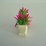 Artificial Plant with Pink-Tipped Leaves in White Plastic Pot,Decorative Faux Plant for Indoor Display, Modern Contemporary Style - Image 5