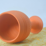 Handcrafted Terracotta Wine Glass, Traditional Clay Goblet with Textured Design - Image 2