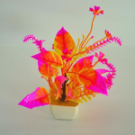 Artificial Neon Pink and Yellow Plant in White Plastic Pot, Modern Contemporary Decorative Faux Plant, Indoor Use - Image 6