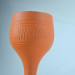 Handcrafted Terracotta Wine Glass, Traditional Clay Goblet with Textured Design - Image 3