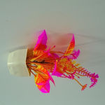 Artificial Neon Pink and Yellow Plant in White Plastic Pot, Modern Contemporary Decorative Faux Plant, Indoor Use - Image 4