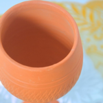 Handcrafted Terracotta Wine Glass, Traditional Clay Goblet with Textured Design - Image 6