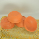 Terracotta Clay Serving Bowls, Set of 4, Traditional Design, Orange - Image 3
