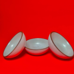 Ceramic Serving Bowls, White Speckled, Brown Rim, Set of 3 Brand: Generic