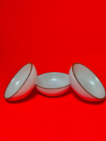 Ceramic Serving Bowls, White Speckled, Brown Rim, Set of 3 Brand: Generic