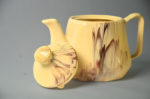 Ceramic Tea Set with Marble Pattern, 7-Piece, Yellow with Brown Swirls, 1 Teapot and 6 Cups - Image 3