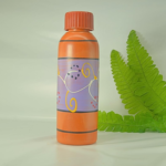 Decorative Handcrafted Bottle, Orange and Purple with Artistic Design, Home Decor Accent Piece