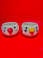 Ceramic Love Bird Coffee Mugs, White with Polka Dots, Set of 2 - Image 2