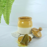 Handcrafted Ceramic Pickle Jar, Dual-Tone Yellow and White, Traditional Kitchen Storage Container, 500ml Capacity - Image 3
