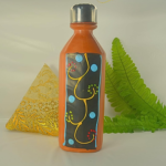 Handcrafted Terracotta Water Bottle with Artistic Design, Steel Lid, Traditional Clay Cooling