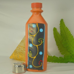 Handcrafted Terracotta Water Bottle with Artistic Design, Steel Lid, Traditional Clay Cooling - Image 5