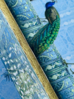 Decorative Wooden Serving Trays Set, Peacock Paradise Design with Gold Trim, 3-Piece Nesting Trays - Image 6